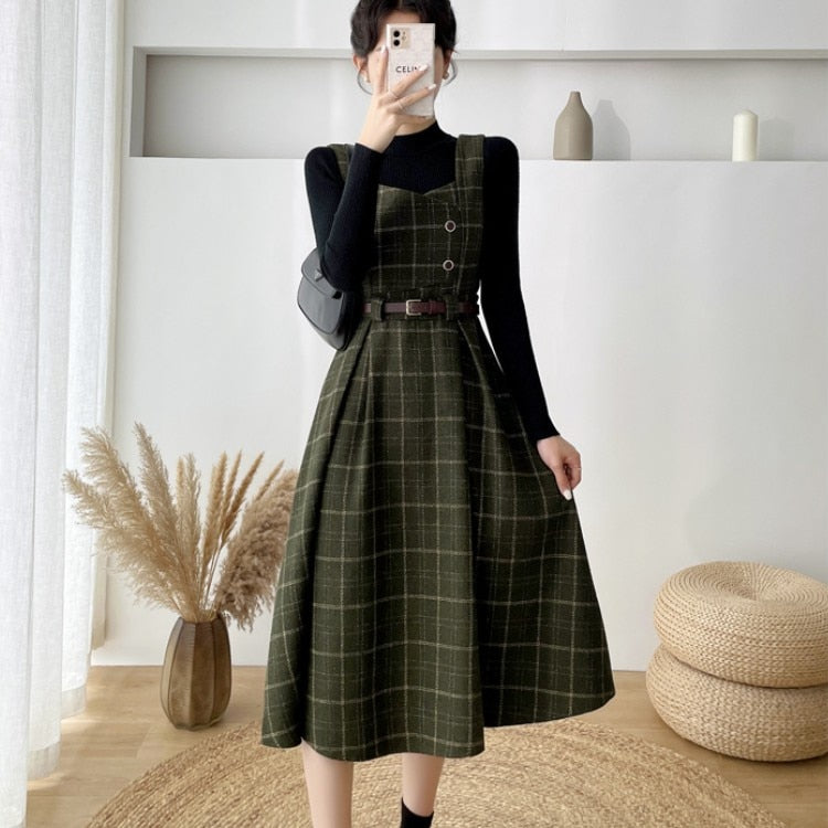 Drune - Frauen Stilvolles Vintage-Kariertes Kleid