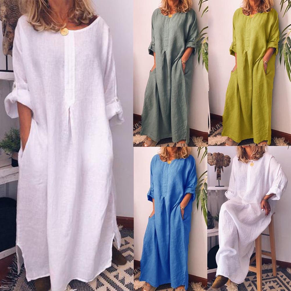 Drune | Lange Hemdkleid aus Leinenstoff Oversize