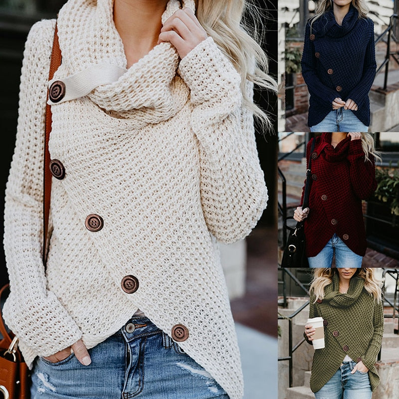 Drune | Moderner A-symmetrischer Rollkragenpullover mit stilvollen Details