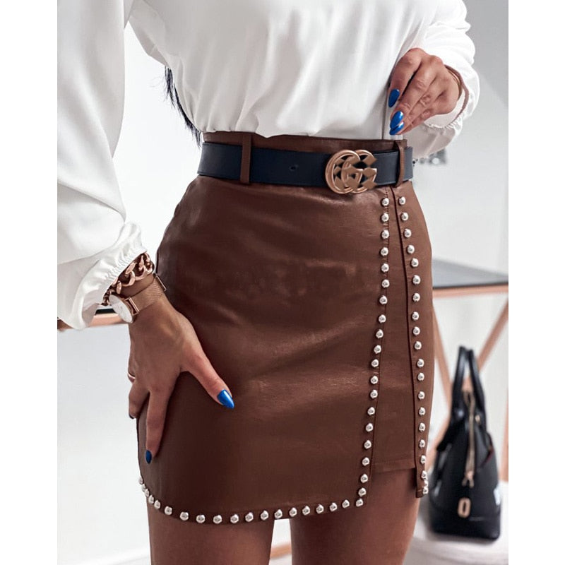Drune | Imitation Leder Minirock