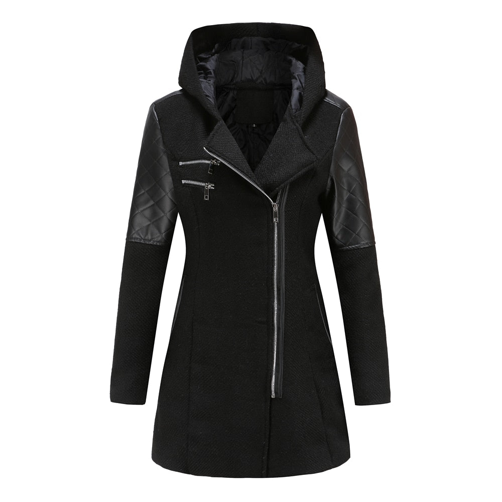 Drune | Damen Asymmetrischer Reißverschluss-Jacke Gequiltete Paneele