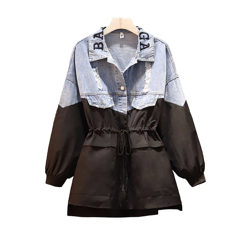Drune | Damen-Jeansjacke aus kombinierten Materialien