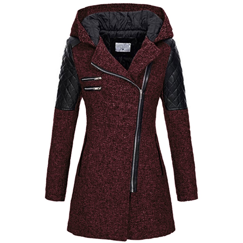 Drune | Damen Asymmetrischer Reißverschluss-Jacke Gequiltete Paneele
