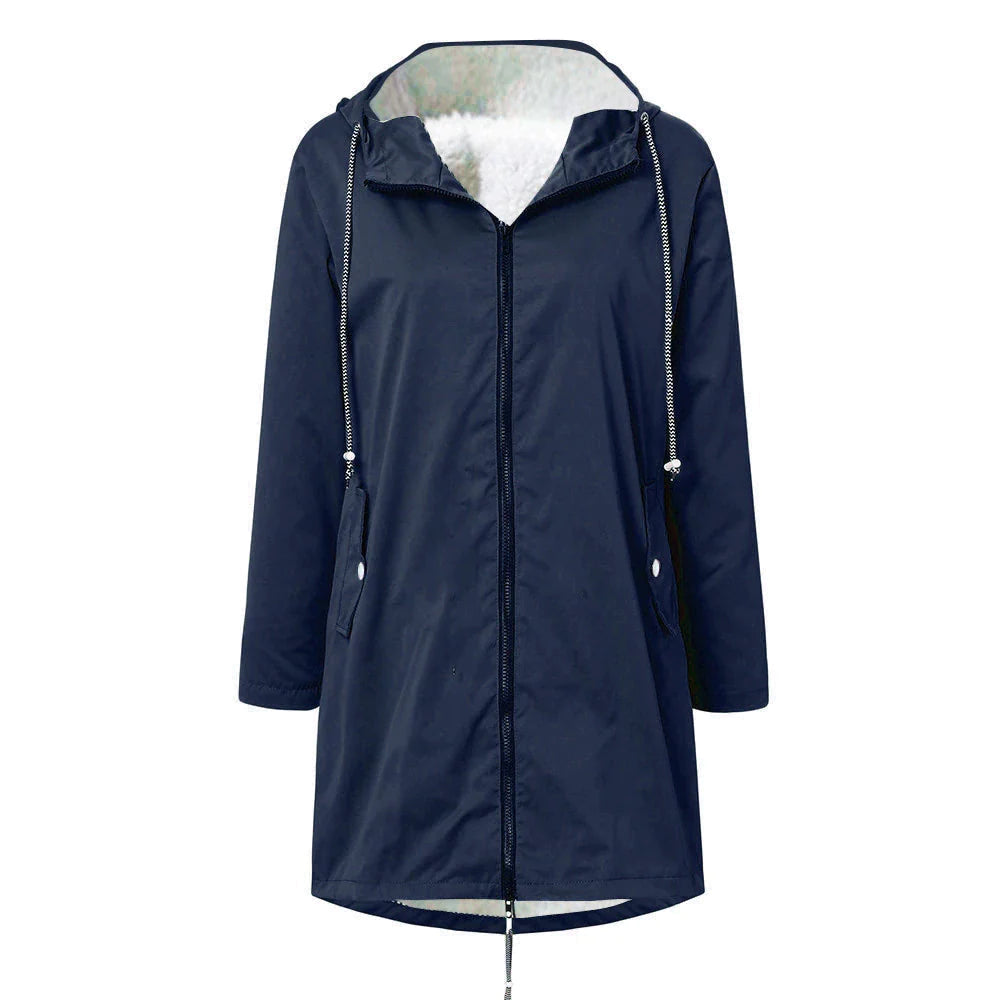 Drune |  Wasserdichte Outdoor Regenjacke mit Wolle und Kapuze für Damen - Perfekt für Outdoor-Aktivitäten