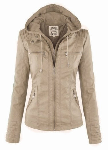Drune | Damenlederjacke mit Kapuze