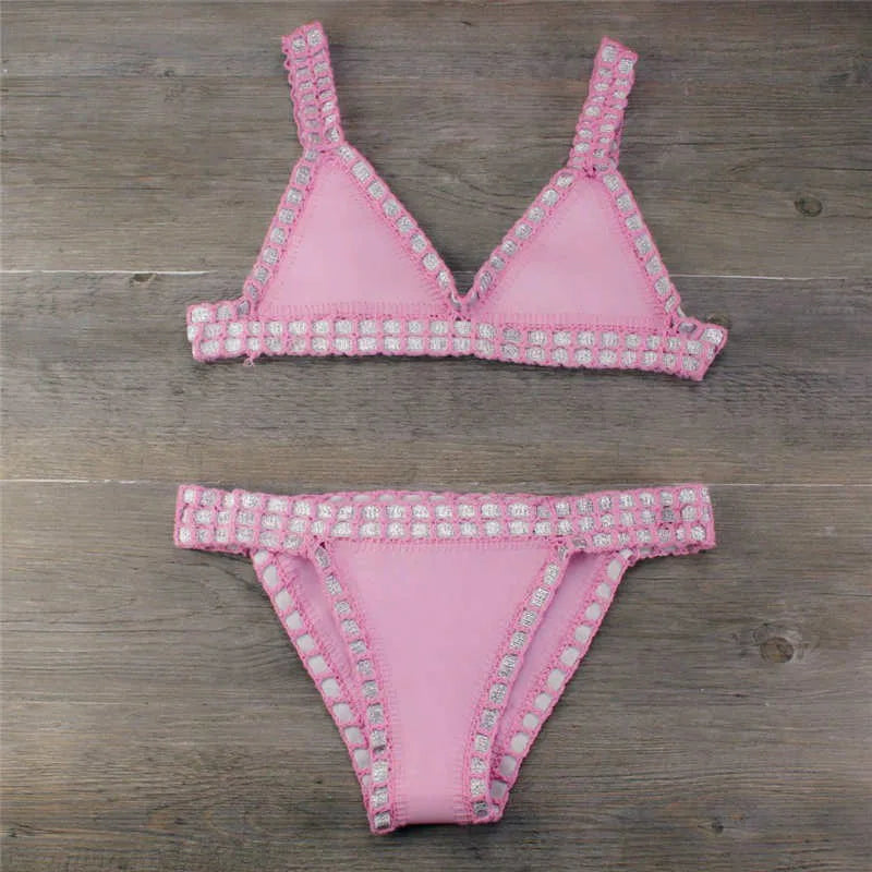 Drune | Sexy Bikinis Sommer Frauen Badeanzug Handgehäkeltes Bikini-Set Badebekleidung Strand Badeanzug Biquini Frau Monokini
