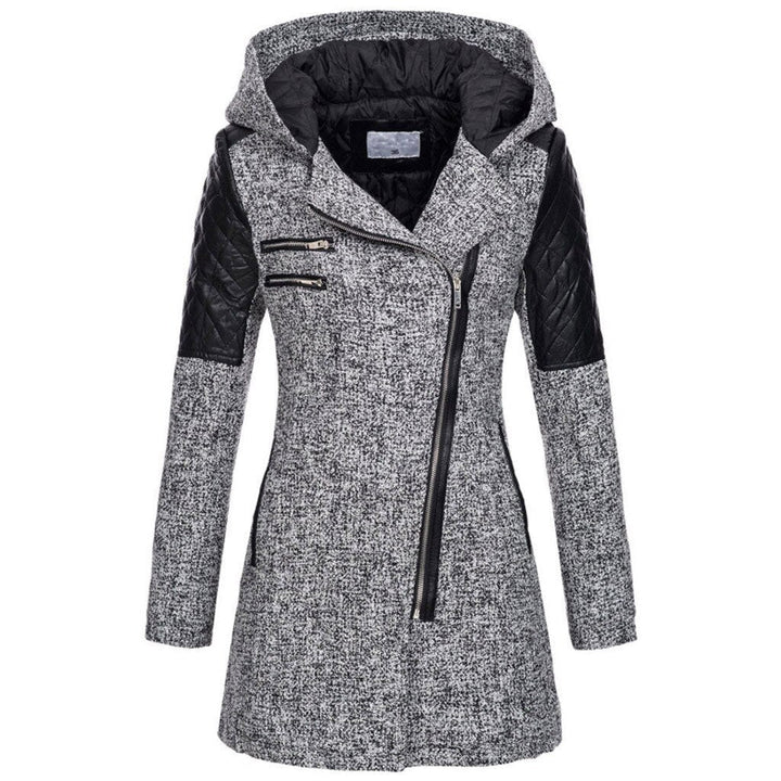 Drune | Damen Asymmetrischer Reißverschluss-Jacke Gequiltete Paneele