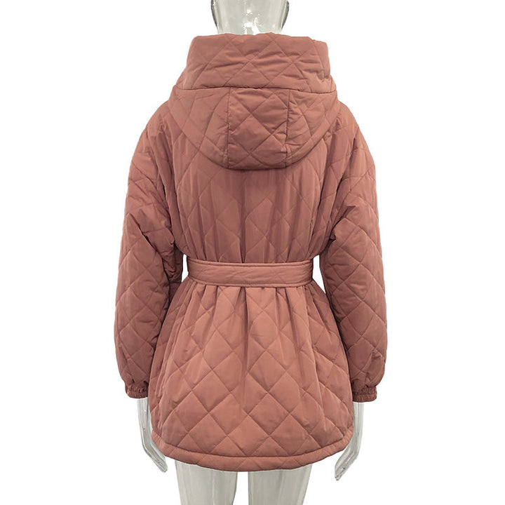 Drune | Krawattengürtel Lockere Argyle Kapuzenparka
