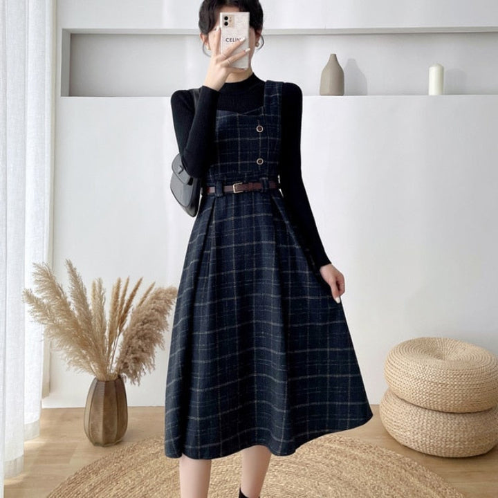 Drune - Frauen Stilvolles Vintage-Kariertes Kleid