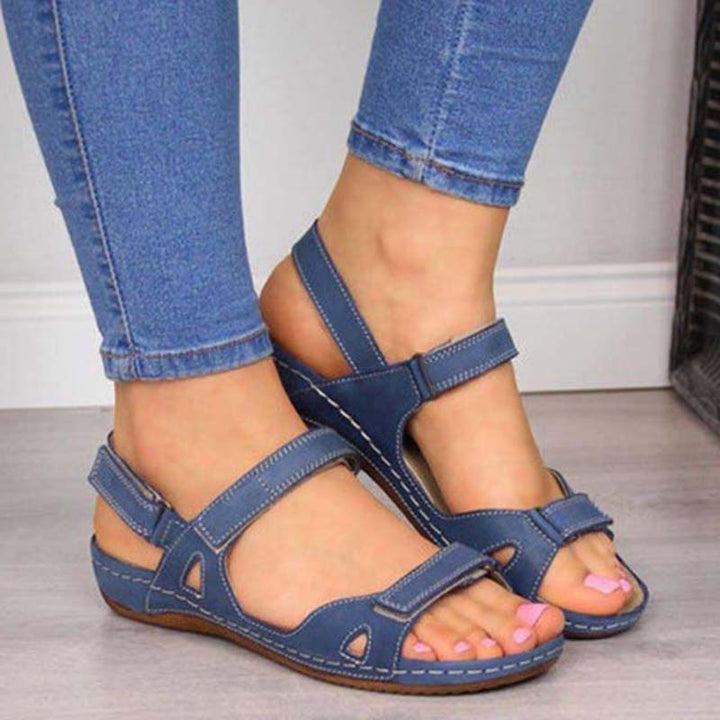 Drune | Bliss Clark Orthopädische Sommersandalen mit Klettverschluss für Frauen