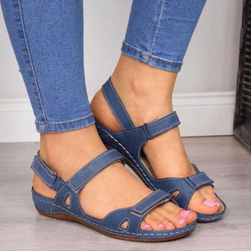 Drune | Bliss Clark Orthopädische Sommersandalen mit Klettverschluss für Frauen