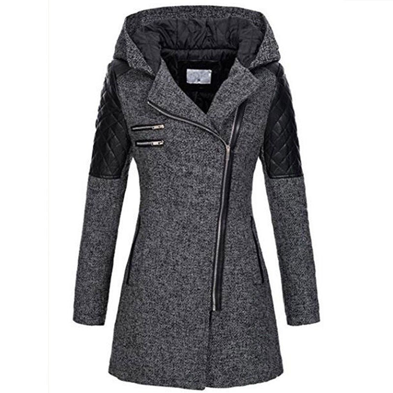 Drune | Damen Asymmetrischer Reißverschluss-Jacke Gequiltete Paneele