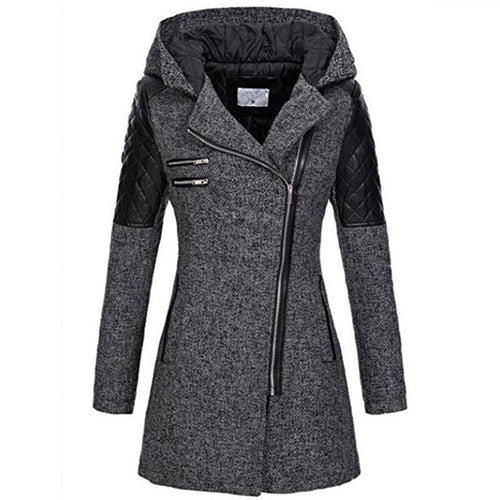 Drune | Damen Asymmetrischer Reißverschluss-Jacke Gequiltete Paneele