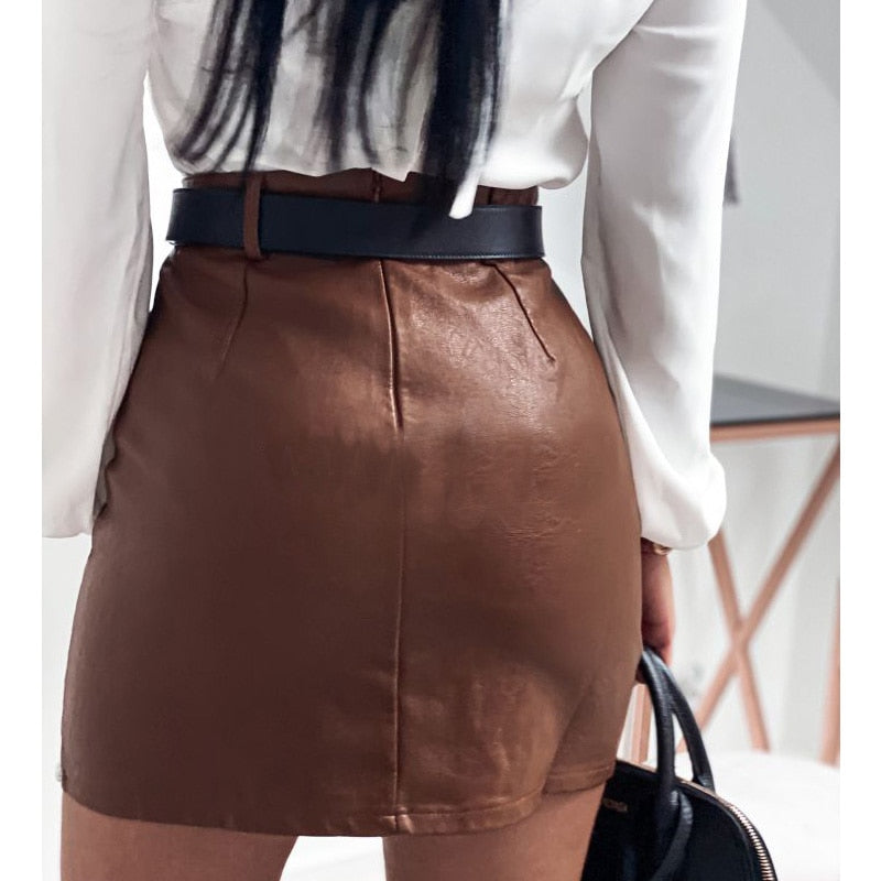Drune | Imitation Leder Minirock