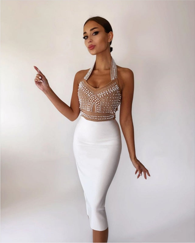 Drune - Bodycon Kleid mit Perlen