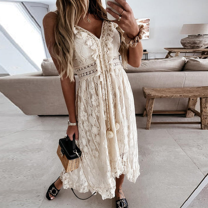 Drune | Spitzen Boho Fließkleid