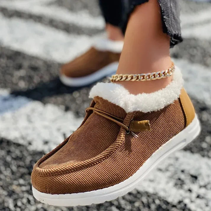 Drune | Luxuriöse Pelz Gefütterte Flache Schuhe mit Rutschfester Sohle