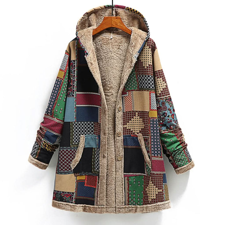 Drune | elegante und warme Patchwork-Pulloverjacke aus Lammfell für Damen