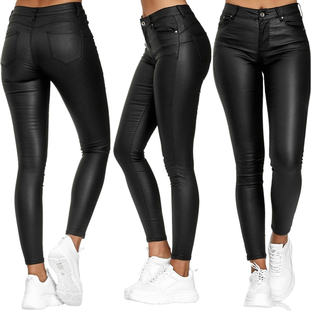 Drune Moderne Hose | Lederne, schlanke Freizeithose im Streetwear-Stil für Frauen mit Taschen