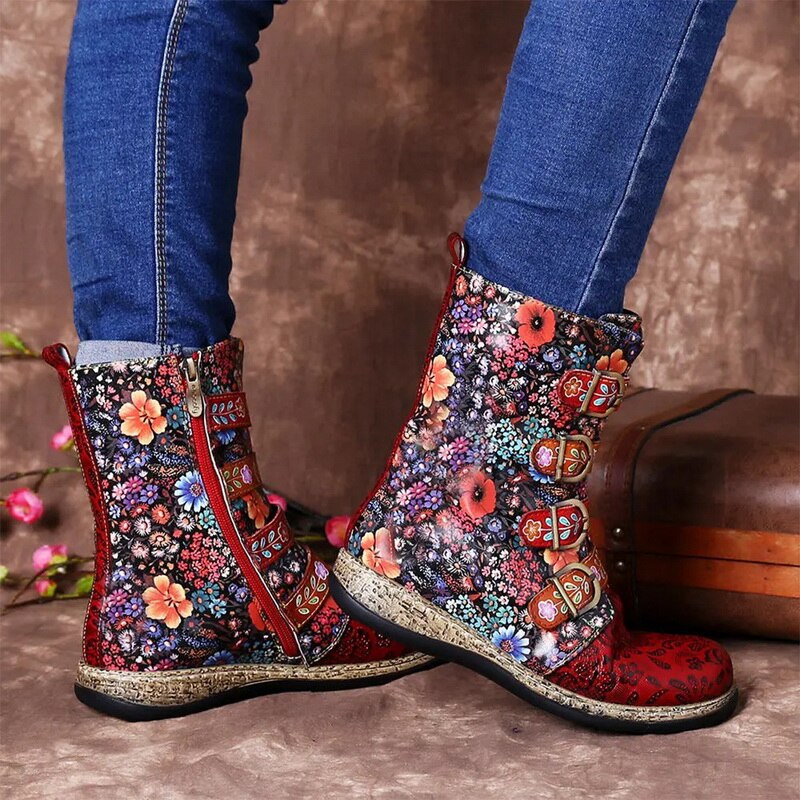 Drune | Grakosystiefel mit Retro-Metall und Schnallenverzierung