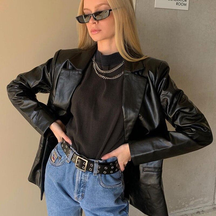 Drune | MODACHIC Freizeitblazer aus PU-Leder