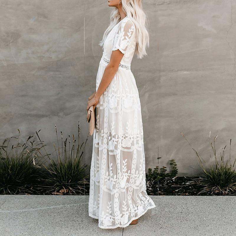Drune | Spitzen Boho Fließkleid