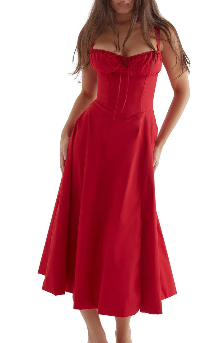 Drune | Langes Blumen Korsett Kleid