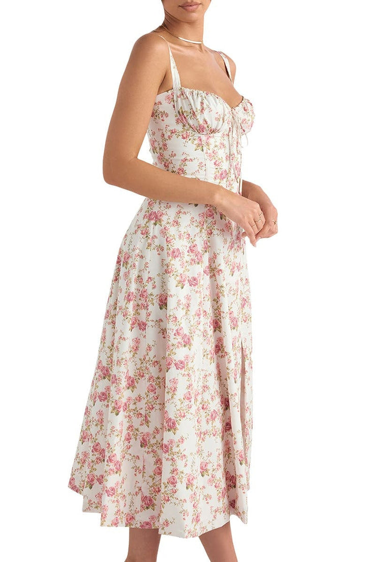 Drune | Langes Blumen Korsett Kleid