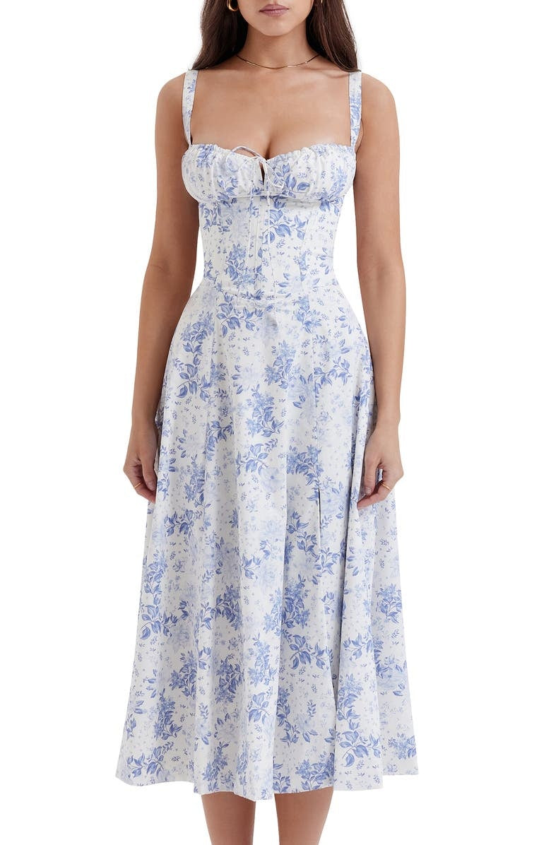 Drune | Langes Blumen Korsett Kleid
