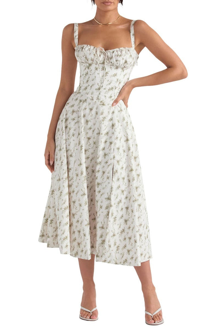 Drune | Langes Blumen Korsett Kleid