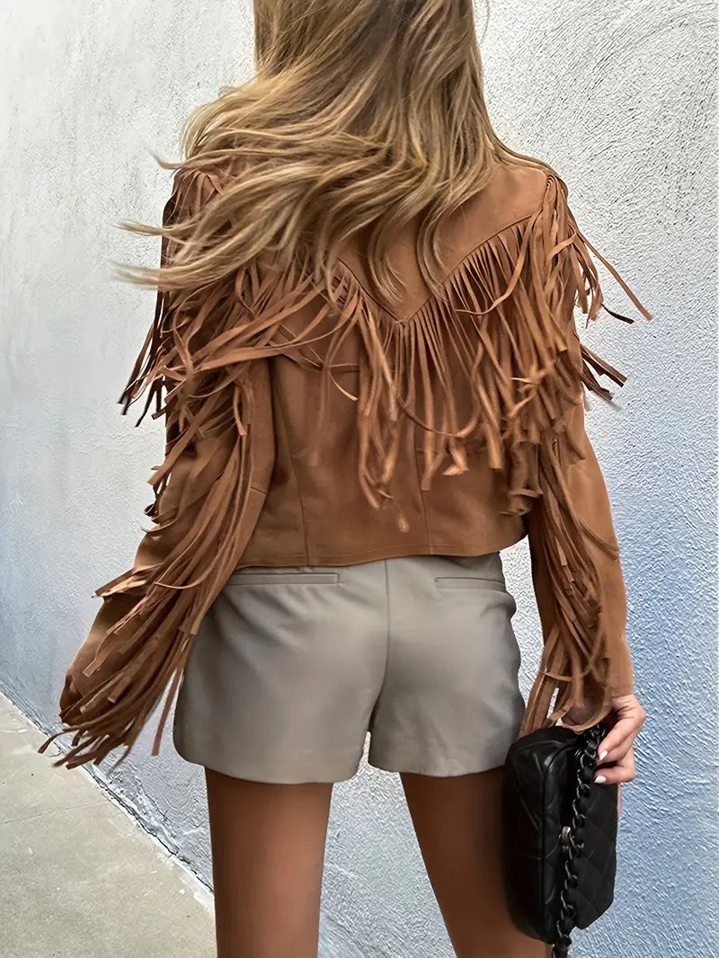 Drune | Fransenjacke mit Reverskragen Lange Ärmel