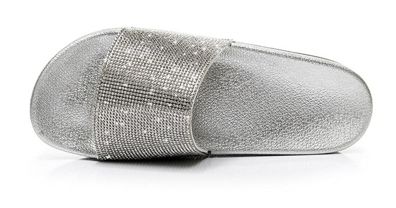Drune | Kristall Diamant Slides mit Besatz Sandalen
