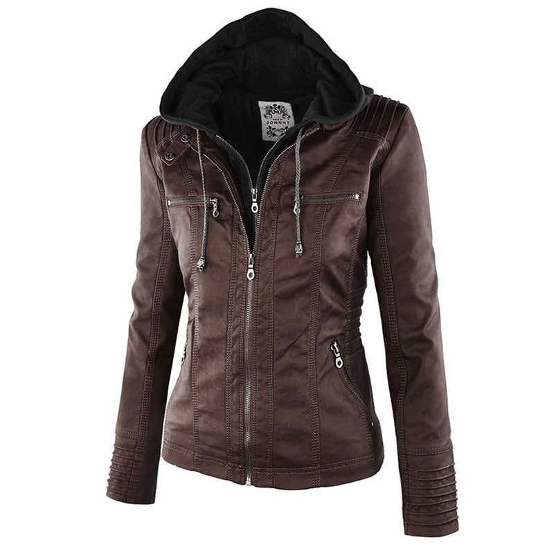 Kapuzenjacke: Basic PU-Jacke