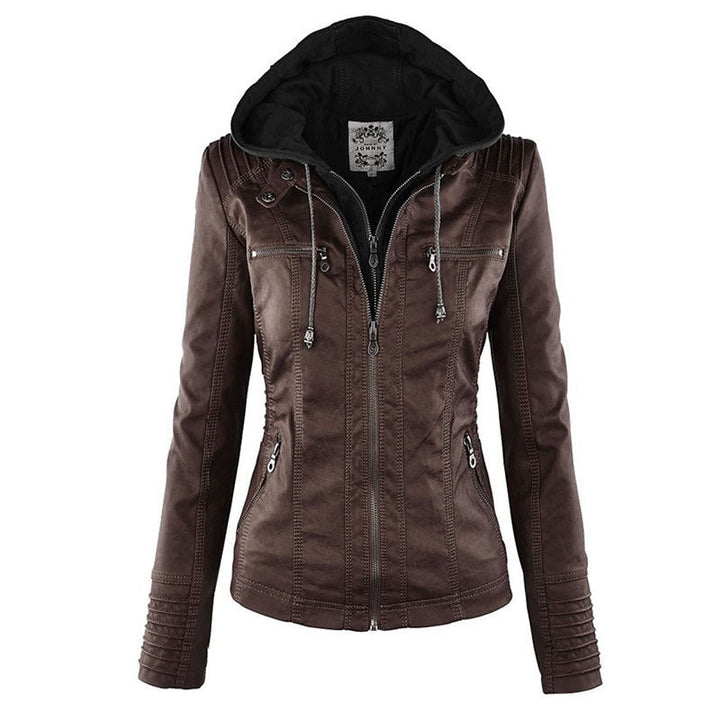 Kapuzenjacke: Basic PU-Jacke