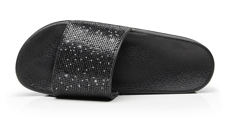 Drune | Kristall Diamant Slides mit Besatz Sandalen