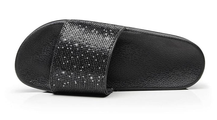 Drune | Kristall Diamant Slides mit Besatz Sandalen