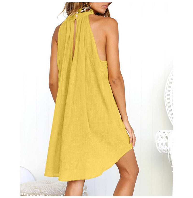 Drune | Halterneck Kleid mit High Low Saum