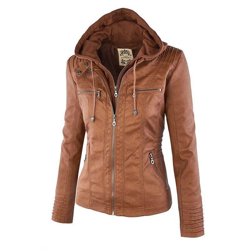 Kapuzenjacke: Basic PU-Jacke