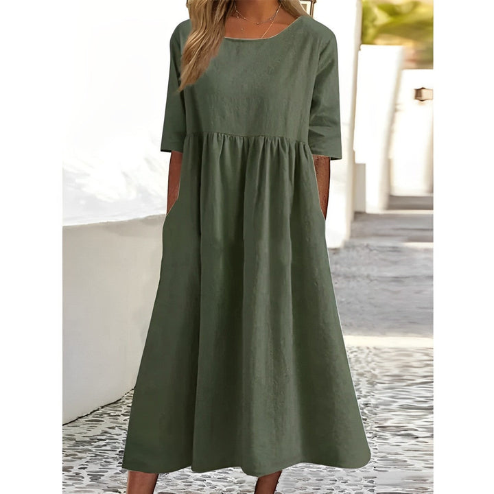 Drune | Atmungsaktives Baumwoll Leinen Midi Kleid