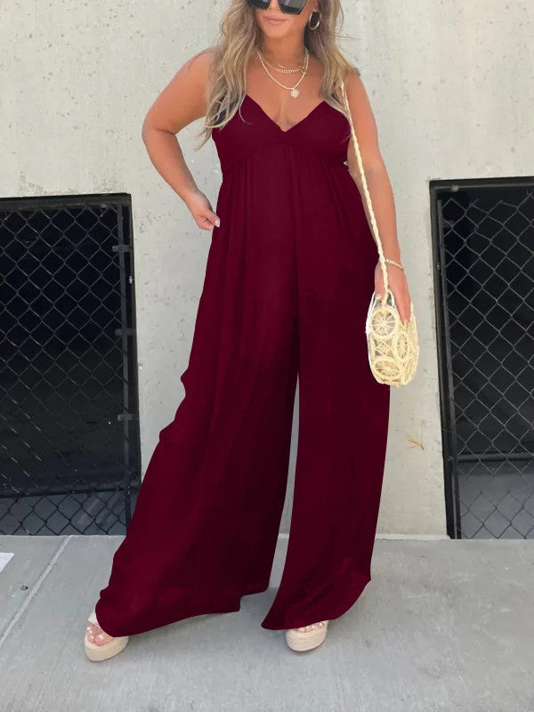 Drune | Jumpsuit mit V-Ausschnitt und Breiten Trägern