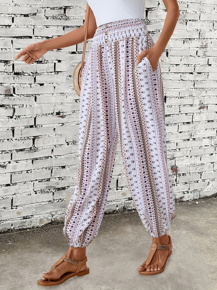 Boho Hose Damen Sommerhose mit Print