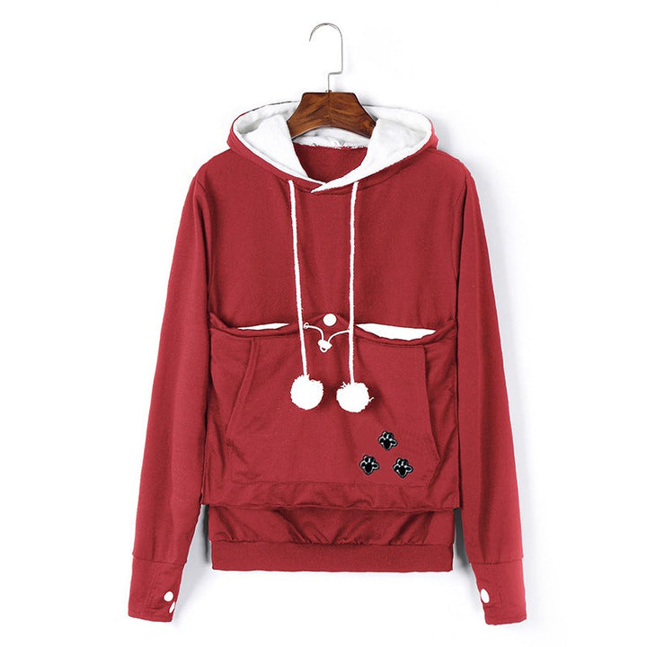 Drune | Praktischer Damen Kapuzenpullover mit Bauchtasche für Haustiere