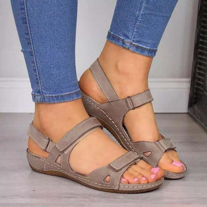 Drune | Bliss Clark Orthopädische Sommersandalen mit Klettverschluss für Frauen