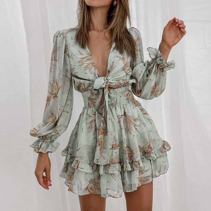 Drune - Einfaches bedrucktes Chiffonkleid
