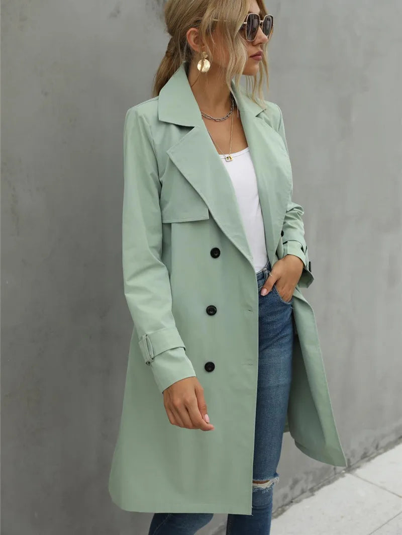 Drune | Damen Lässiger Trenchcoat Mit Doppelter Knopfleiste Und Reverskragen