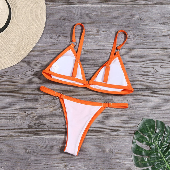 Drune - Oranger Bikini mit Ringdetails