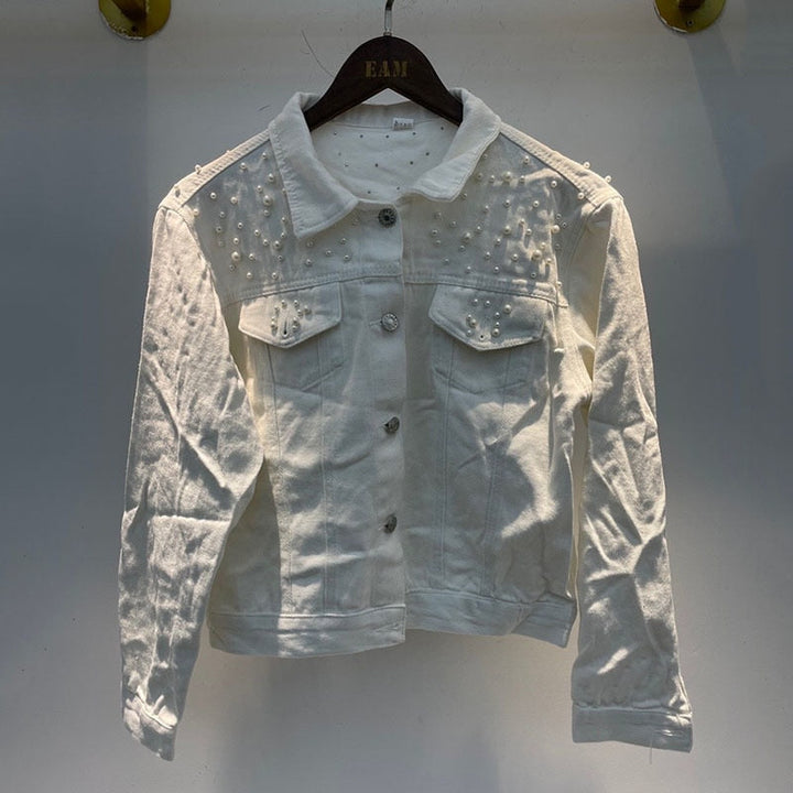 Drune | Lässige Jeansjacke mit Perlen