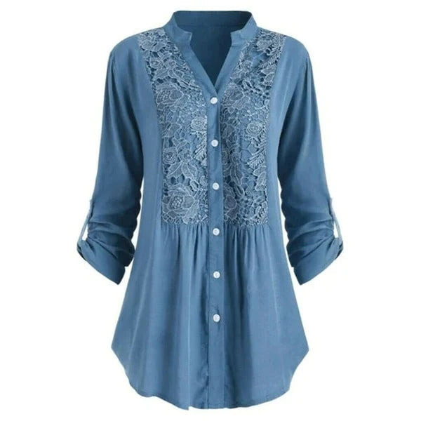 Drune | Lange Bluse mit Spitzenmotiv für Damen