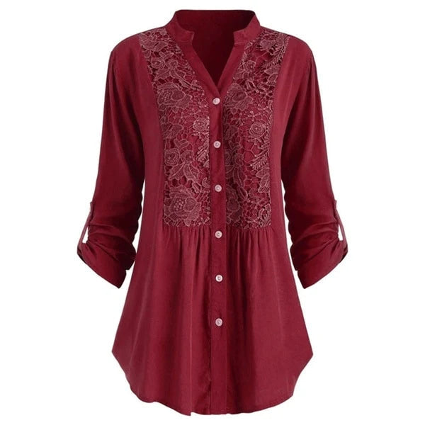 Drune | Lange Bluse mit Spitzenmotiv für Damen
