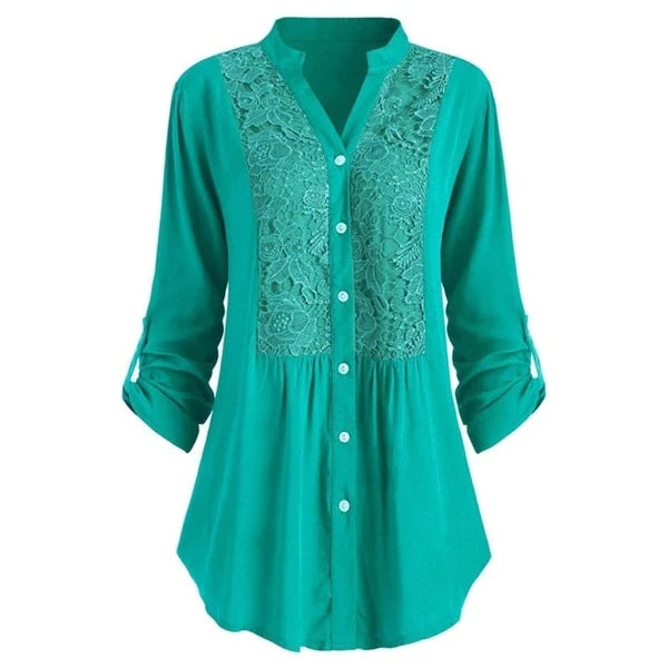 Drune | Lange Bluse mit Spitzenmotiv für Damen
